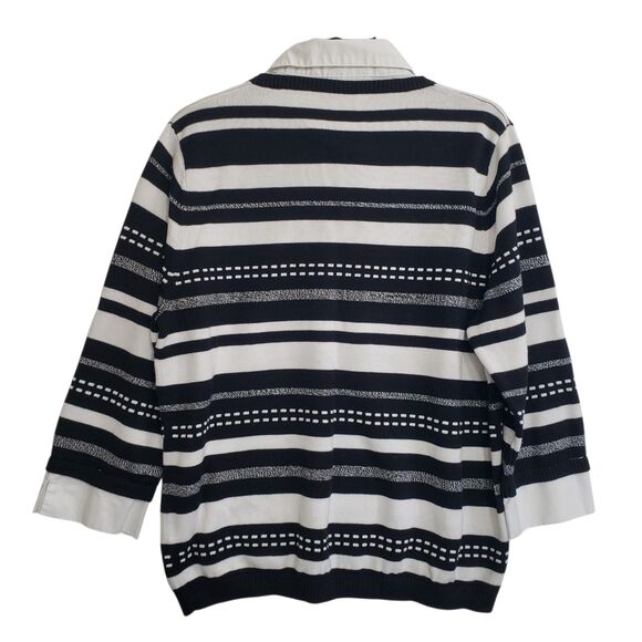 Alfred Dunner Women's Petite PXL Black and White Blouse and Sweater Combo - Picture 2 of 7